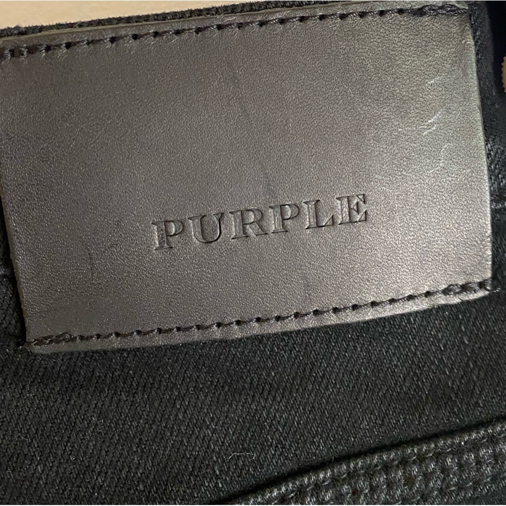 PURPLE BRAND Mens 29 Slim Midnight Oil Coated Black Button-Fly Luxury Jeans P001 - Picture 6 of 9